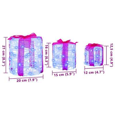 Sininen lahjarasian koristus Vasilichia 20x20x21cm (3 pcs akryyli)