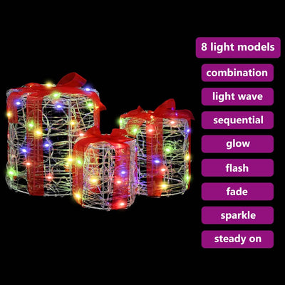 Värikäs lahjarasian koristus Wirna 20x20x21cm (3 pcs akryyli)