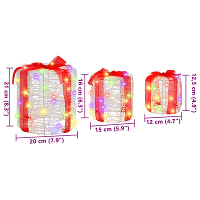 Värikäs lahjarasian koristus Wirna 20x20x21cm (3 pcs akryyli)