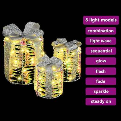 Lämmin valkoinen lahjakotelo koriste Zaharita 20x20x20cm (3 pcs pet)