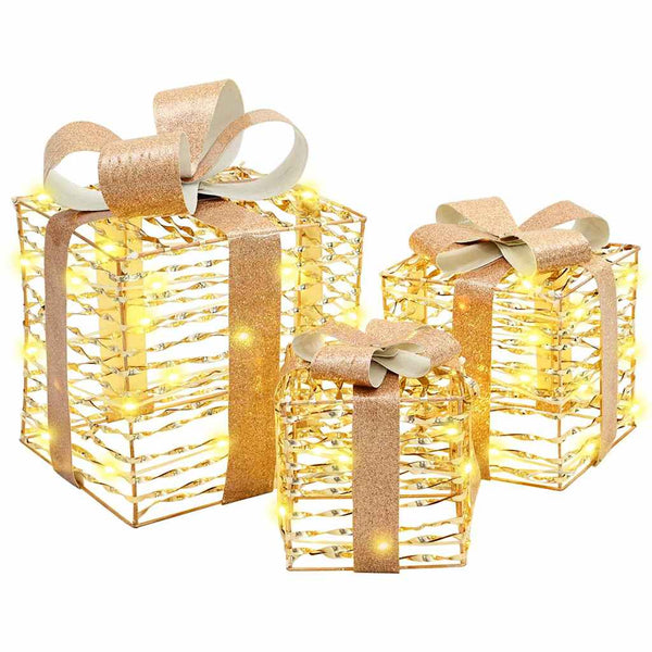 Lahjakotelo 3 pcs Lämmin valkoinen 20 x 20 x 20 cm PET