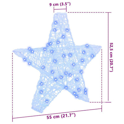 3D Tähti 50 LED-valoilla Sininen 55 x 53.5 x 10 cm Akryyli
