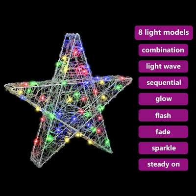 3D Tähti 50 LED-valoilla Monivärinen 55 x 53.5 x 10 cm Akryyli