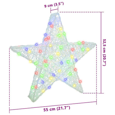 3D Tähti 50 LED-valoilla Monivärinen 55 x 53.5 x 10 cm Akryyli