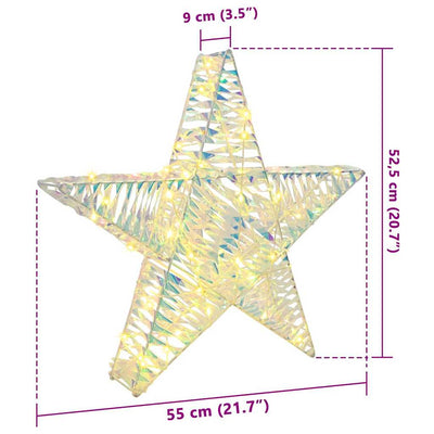 3D Tähti 50 LED-valoilla Lämmin valkoinen 55 x 52.5 x 9 cm PET