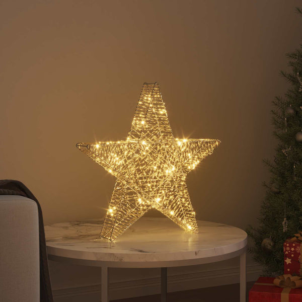 3D Tähti 50 LED-valoilla Lämmin valkoinen 55 x 52.5 x 9 cm PET