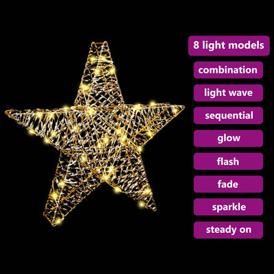 3D Tähti 50 LED-valoilla Lämmin valkoinen 55 x 52.5 x 9 cm PET