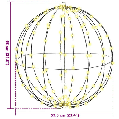 Lämmin valkoinen pallo 192 led-valoilla Ancuta 60cm (metalli)