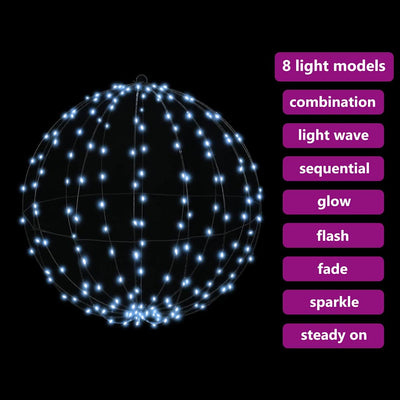 Kylmä valkoinen pallo 192 led-valoilla Constans 60cm (metalli)