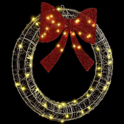 Lämmin valkoinen seppele led -nauhavalot Eniu 75cm (akryyli)