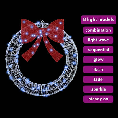 Kylmä valkoinen seppele led -nauhavalot Iurev 75cm (akryyli)