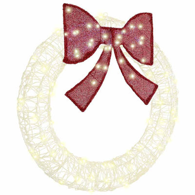 Lämmin valkoinen seppele led -nauhavalot Egivet 90cm (akryyli)