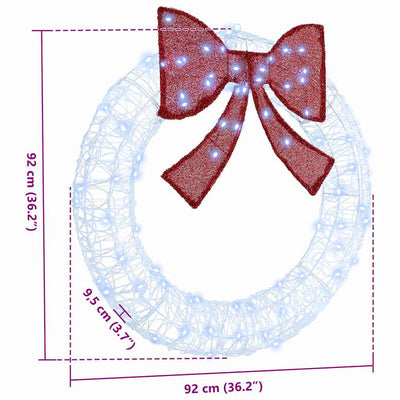 Kylmä valkoinen seppele led -nauhavalot Burciu 90cm (akryyli)