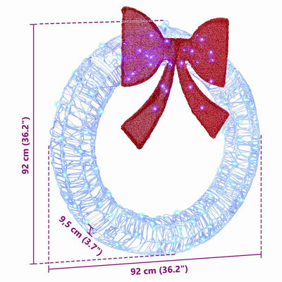 Sininen seppele led -nauhavalot Tolosica 90cm (akryyli)