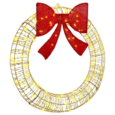 Lämmin valkoinen seppele led-valoilla Treistar 90cm (pet)