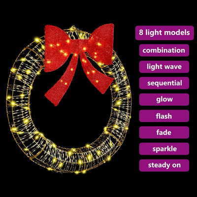 Lämmin valkoinen seppele led-valoilla Treistar 90cm (pet)