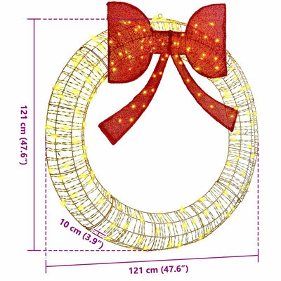 Lämmin valkoinen seppele 150 led-valoilla Eancu 120cm (pet)