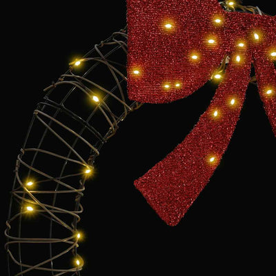 Lämmin valkoinen seppele 60 led-valoilla Ciulei 75cm (rottinki)