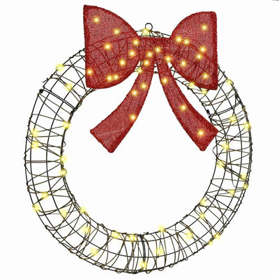 Lämmin valkoinen seppele 60 led-valoilla Ciulei 75cm (rottinki)