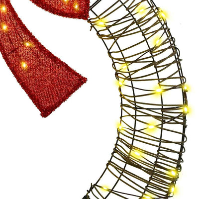 Lämmin valkoinen seppele Hriscu 90cm (80 led-valoilla rottinki)