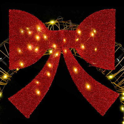 Lämmin valkoinen seppele Hriscu 90cm (80 led-valoilla rottinki)