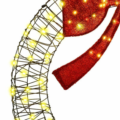 Lämmin valkoinen seppele 150 led-valoilla Balasoiu 120cm (rottinki)