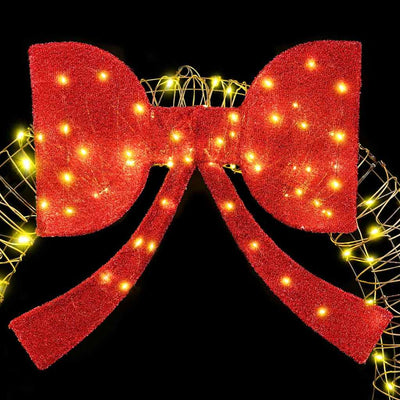 Lämmin valkoinen seppele 150 led-valoilla Balasoiu 120cm (rottinki)