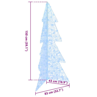 Viileä valkoinen joulukuusi Thibaut 150cm (160 led-valoilla akryyli)