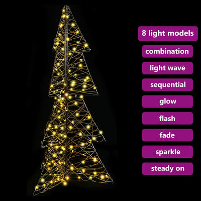 Lämpimän valkoinen joulukuusi 160 led-valoilla Bede 150cm (rottinki)