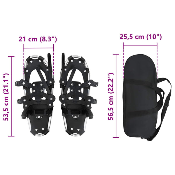 3 in 1 lumikenkiä Hopea ja Musta 53,5 x 21 cm Alumiini ja HDPE