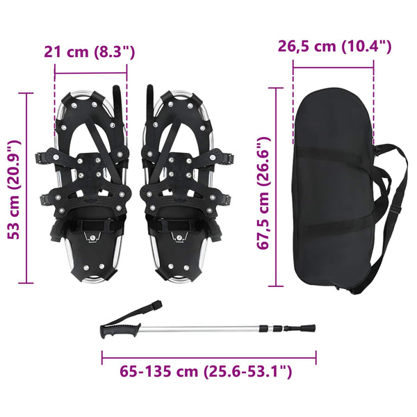 3 in 1 lumikenkiä vaellussauvoilla Hopea ja Musta 53 x 21 cm