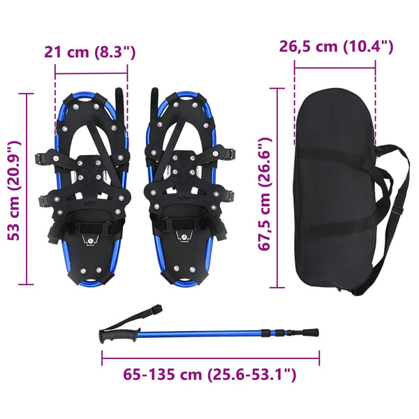 3 in 1 lumikenkiä vaellussauvoilla Sininen ja musta 53 x 21 cm