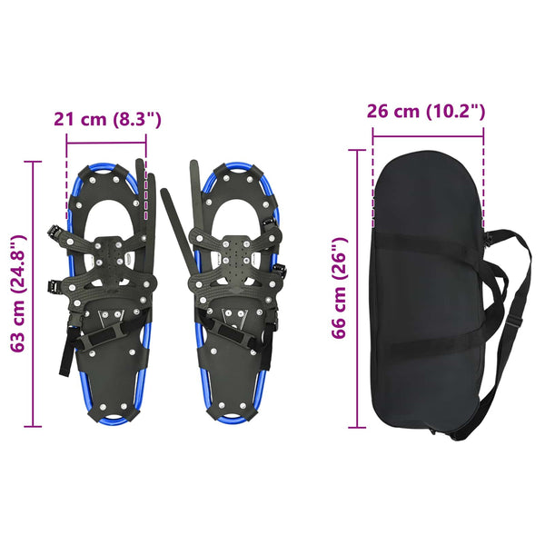 3 in 1 lumikenkiä Sininen ja musta 63 x 21 cm Alumiini ja HDPE