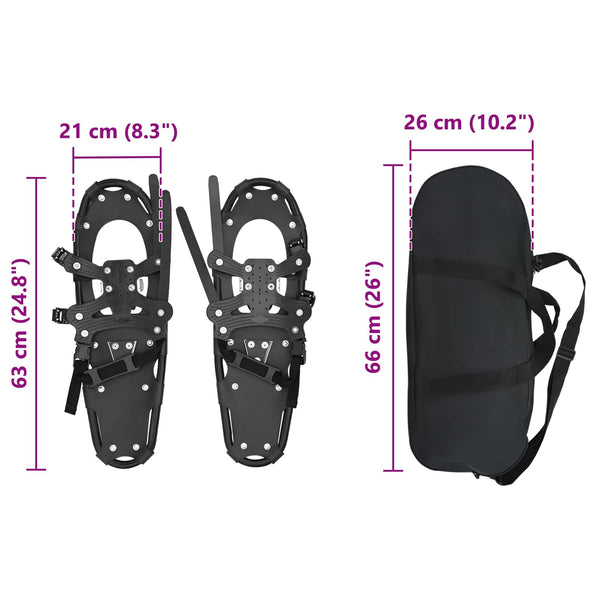 3 in 1 lumikenkiä Musta 63 x 21 cm Alumiini ja HDPE