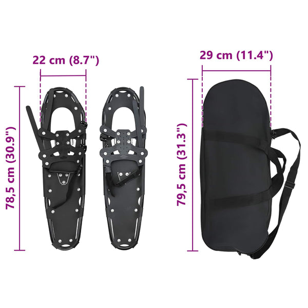 3 in 1 lumikenkiä Musta 78,5 x 22 cm Alumiini ja HDPE