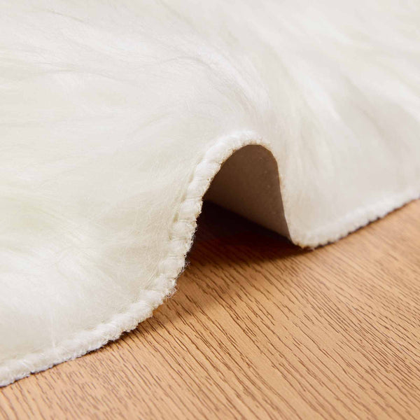 Tekonahkainen lampaantalja-matto TAFALLA valkoinen Ø 100 cm