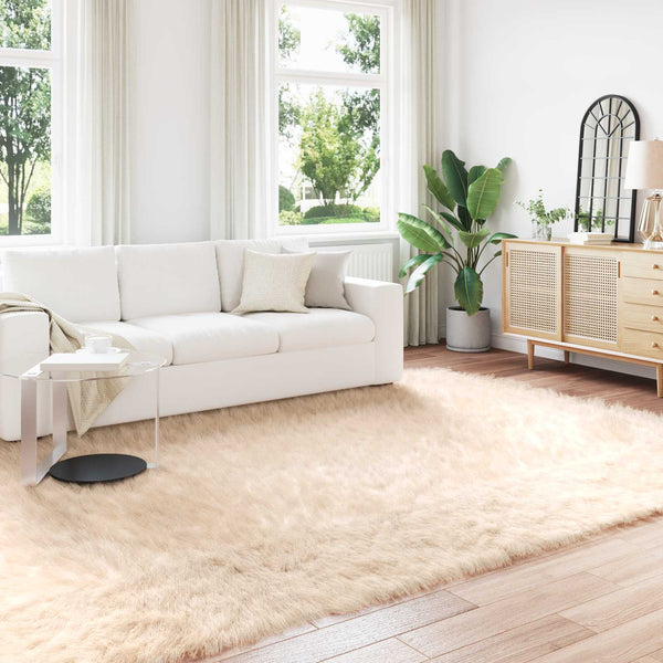 Tekonahkainen lampaantalja-matto TAFALLA Beige 200 x 280 cm