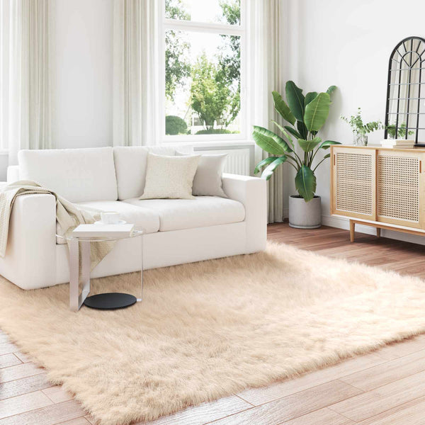 Tekonahkainen lampaantalja-matto TAFALLA Beige 240 x 240 cm