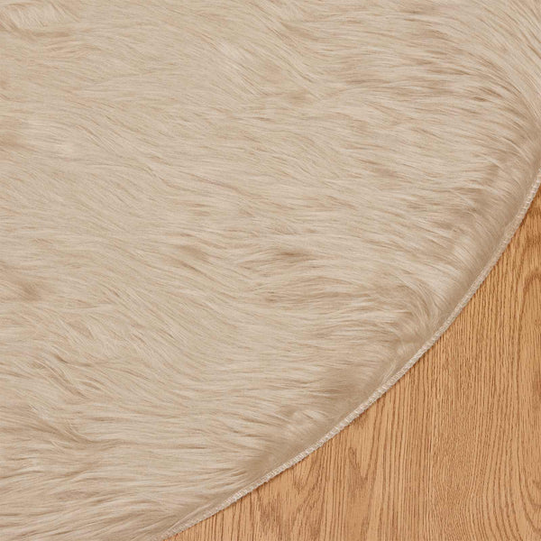 Tekonahkainen lampaantalja-matto TAFALLA Beige Ø 80 cm
