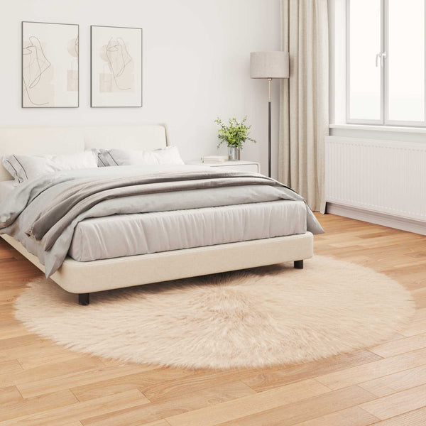 Tekonahkainen lampaantalja-matto TAFALLA Beige Ø 160 cm