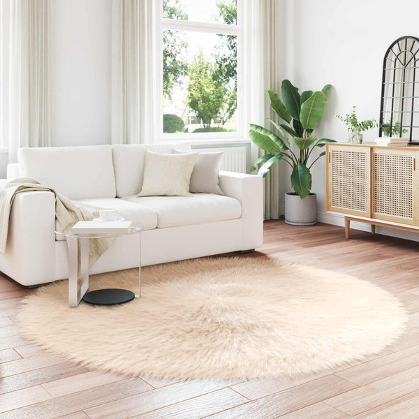 Tekonahkainen lampaantalja-matto TAFALLA Beige Ø 200 cm