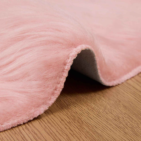 Tekonahkainen lampaantalja-matto TAFALLA Vaaleanpunainen