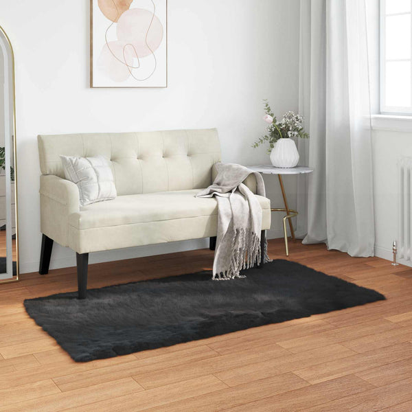 Tekonahkainen lampaantalja-matto TAFALLA Musta 60 x 110 cm