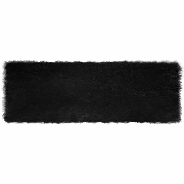 Tekonahkainen lampaantalja-matto TAFALLA Musta 80 x 250 cm
