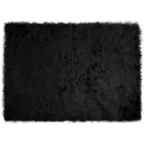 Tekonahkainen lampaantalja-matto TAFALLA Musta 120 x 170 cm