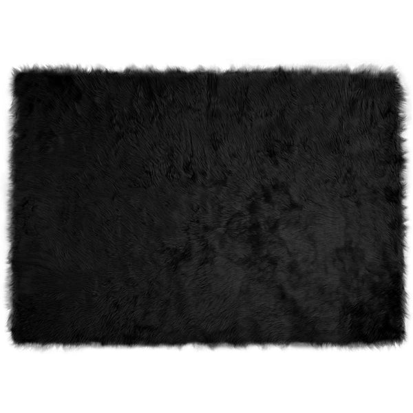 Tekonahkainen lampaantalja-matto TAFALLA Musta 140 x 200 cm