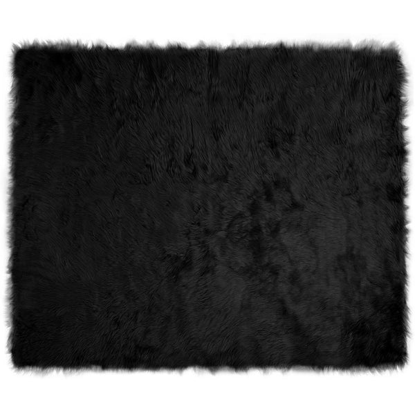 Tekonahkainen lampaantalja-matto TAFALLA Musta 200 x 280 cm