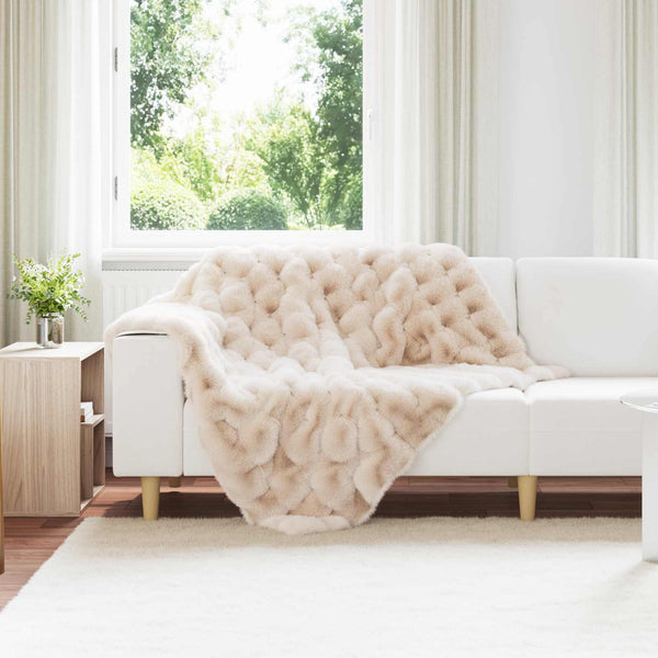 Tekoturkki Jäniksen Peitto Beige 130 x 150 cm Polyesteri