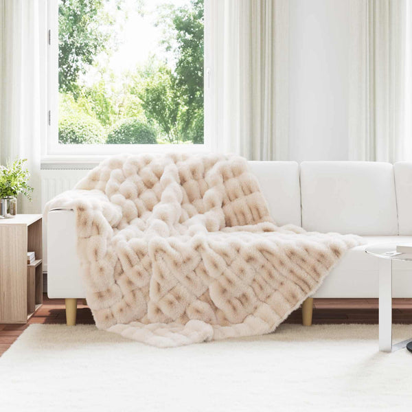 Tekoturkki Jäniksen Peitto Beige 150 x 220 cm Polyesteri
