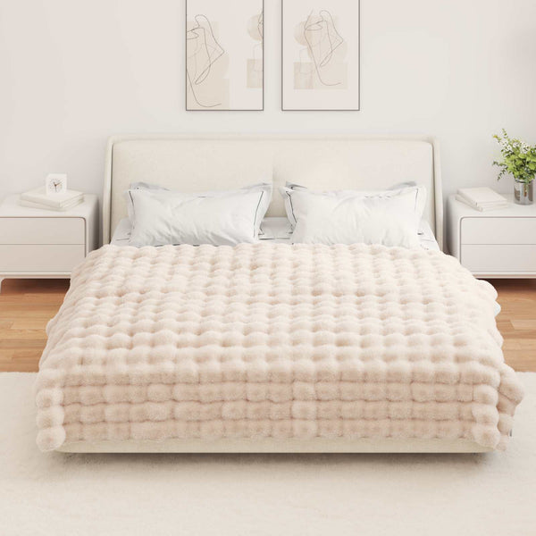 Tekoturkki Jäniksen Peitto Beige 150 x 220 cm Polyesteri